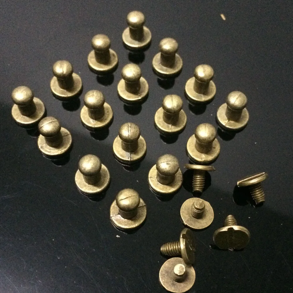 

New 100Pcs 8X8MM Bronze Round Bottom Screw Spikes Metal Studs Rivets Screwback Spots Cone Leather Craft Spikes Fit DIY Making