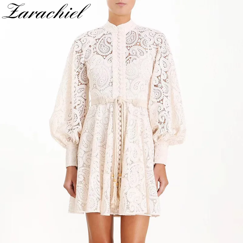 Brand Designer Solid Floral Embroidery Dress 2019 Autumn Women Hollow Out Lantern Sleeve Stand Collar Tassel Lace Up Mini Dress
Brand Designer Solid Floral Embroidery Dress 2019 Autumn Women Hollow Out Lantern Sleeve Stand Collar Tassel Lace Up Mini Dress
