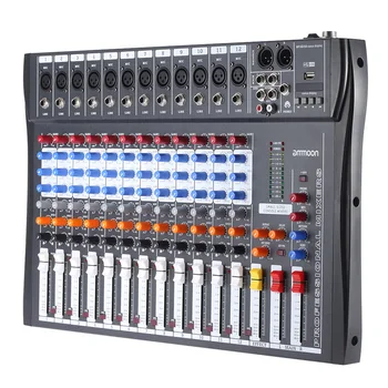 

ammoon 120S-USB Mixing Console 12 Channels Mic Line Audio Mixer USB XLR Input 3-band EQ 48V Phantom Power with Power Adapter