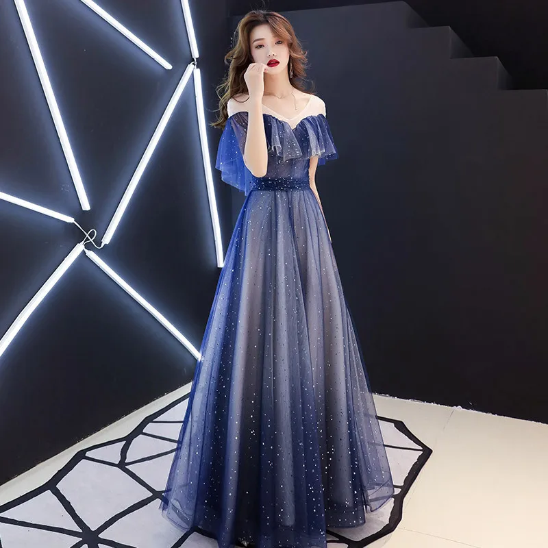 Evening Dress Sexy Navy Blue Formal Dresses Bling Star Shining V Neck Ruffles Long Party Gown Size XS-3XL
Evening Dress Sexy Navy Blue Formal Dresses Bling Star Shining V Neck Ruffles Long Party Gown Size XS-3XL