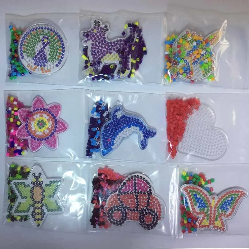 10pc Puzzle Pegboards Patterns with colored paper For 5mm Hama Perler Beads DIY