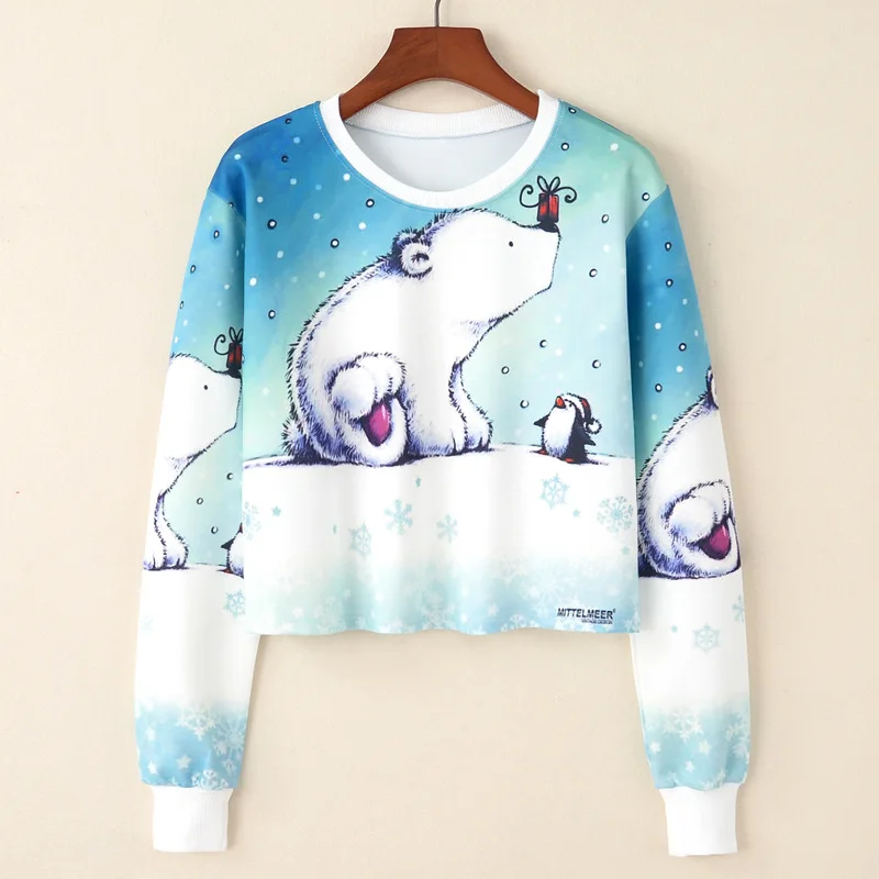 Autumn New European Station Round Neck Set of Polar Bear and Penguin Printing Long Sleeve Short Shirts Women Cute Casual Basic T
Autumn New European Station Round Neck Set of Polar Bear and Penguin Printing Long Sleeve Short Shirts Women Cute Casual Basic T