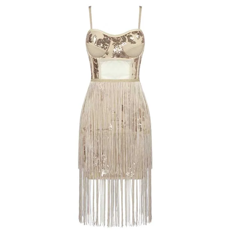 wholesale 2019 Newest Women dress Beige Spaghetti Strap tassel Sequin Fashion sexy celebrity Party bandage dress
wholesale 2019 Newest Women dress Beige Spaghetti Strap tassel Sequin Fashion sexy celebrity Party bandage dress