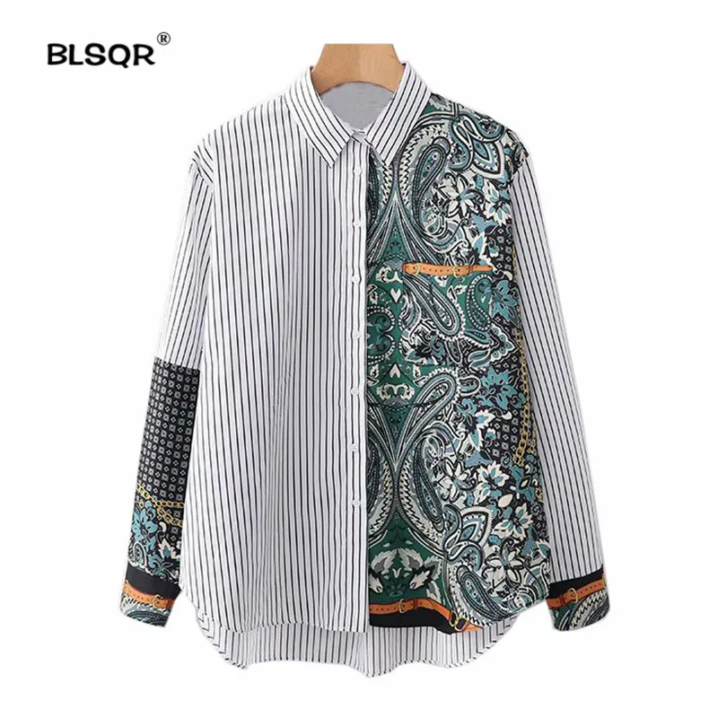 Women Striped Paisley Patchwork Blouses Pocket Decorate Long Sleeve Pleated Shirts Female Casual Streetwear Chic Tops Blusas
Women Striped Paisley Patchwork Blouses Pocket Decorate Long Sleeve Pleated Shirts Female Casual Streetwear Chic Tops Blusas