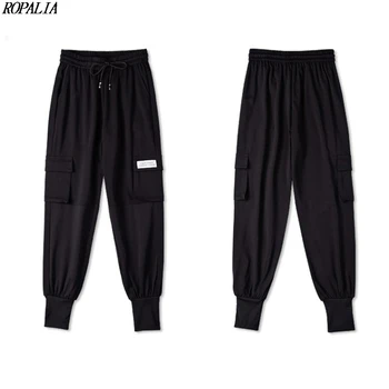 Women Korean Style Elastic High Waist Solid Casual Cargo Pants Drawstring Ankle-Length Pockets Solid Loose Pants
Women Korean Style Elastic High Waist Solid Casual Cargo Pants Drawstring Ankle-Length Pockets Solid Loose Pants