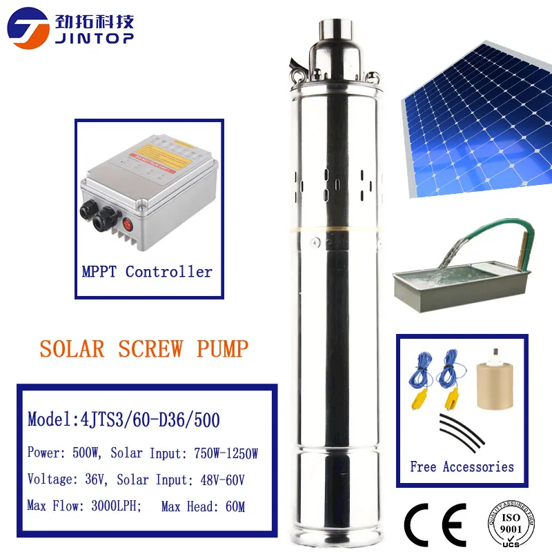 (MODEL 4JTS3/60-D36/500) JINTOP SOLAR DC BRUSHLESS SCREW PUMP 36V Brushless high-speed solar deep water pump permanent magnet
(MODEL 4JTS3/60-D36/500) JINTOP SOLAR DC BRUSHLESS SCREW PUMP 36V Brushless high-speed solar deep water pump permanent magnet