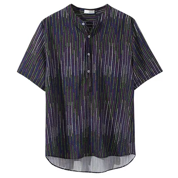 2019 New Style Hot Shirts Mens Ethnic Printed Stand Collar Colorful Stripe Short Sleeve Loose Shirt Camisa nova masculina
2019 New Style Hot Shirts Mens Ethnic Printed Stand Collar Colorful Stripe Short Sleeve Loose Shirt Camisa nova masculina