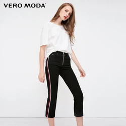 Vero Moda/облегающие укороченные джинсы с боковой отделкой; женские джинсовые брюки; 31836I507