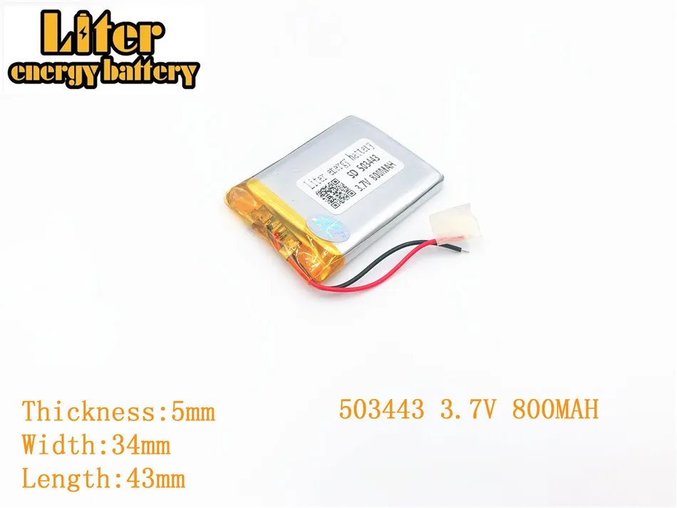 Liter energy battery 3.7V 800mAh 503443 plug Lithium Polymer Rechargeable Battery For MP3 MP4 MP5 Lithium polymer battery
Liter energy battery 3.7V 800mAh 503443 plug Lithium Polymer Rechargeable Battery For MP3 MP4 MP5 Lithium polymer battery