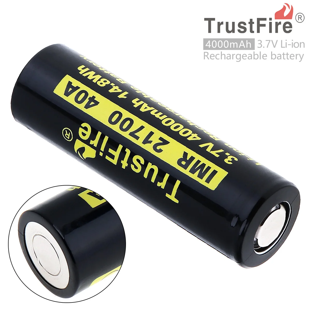 TrustFire 21700 3.7V 40A 4000mAh 14.8W Li-ion Rechargeable Battery with Protected PCB for Electric Tool/Headlamp / Bicycle Lamp
TrustFire 21700 3.7V 40A 4000mAh 14.8W Li-ion Rechargeable Battery with Protected PCB for Electric Tool/Headlamp / Bicycle Lamp
