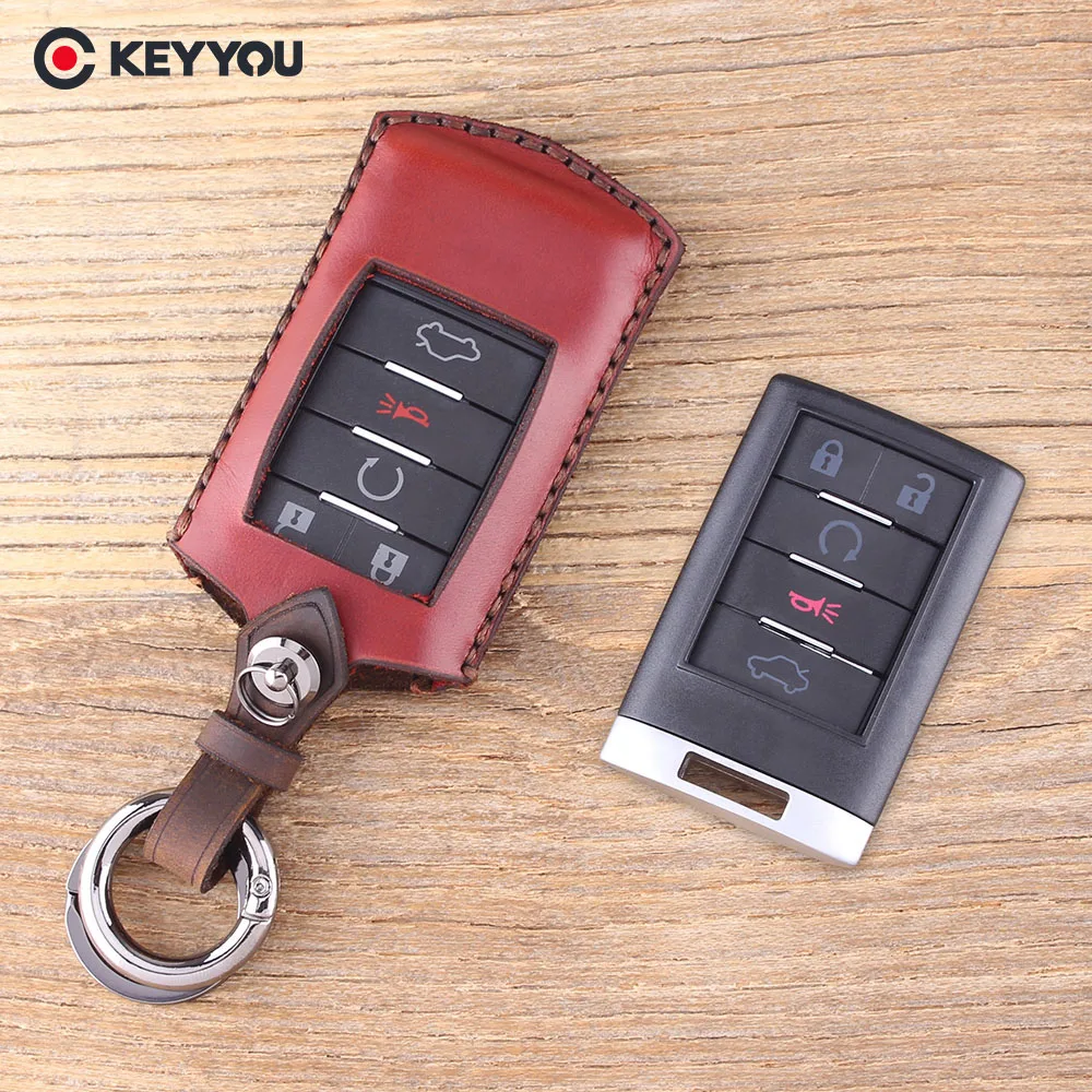 KEYYOU Genuine Leather Remote Car Key Case Fob 5 Buttons For CADILLAC ATS SRX STS CTS DTS Key Shell Cover Without Blade
KEYYOU Genuine Leather Remote Car Key Case Fob 5 Buttons For CADILLAC ATS SRX STS CTS DTS Key Shell Cover Without Blade