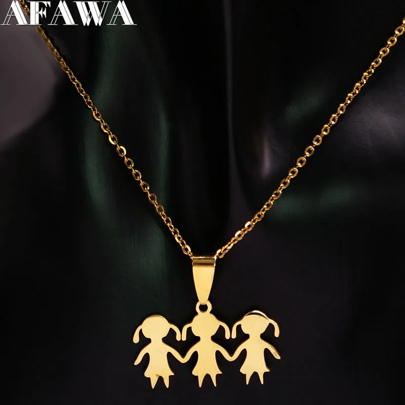 2018 Fashion 3 Girl Stainless Steel Necklace for Women Family Gold Color Chain Necklace Kid Jewelry bisuteria mujer N1853
2018 Fashion 3 Girl Stainless Steel Necklace for Women Family Gold Color Chain Necklace Kid Jewelry bisuteria mujer N1853