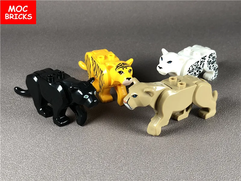 10 шт./лот конструктор MOC фигурки животных сделай сам Лев тигр аксессуар для