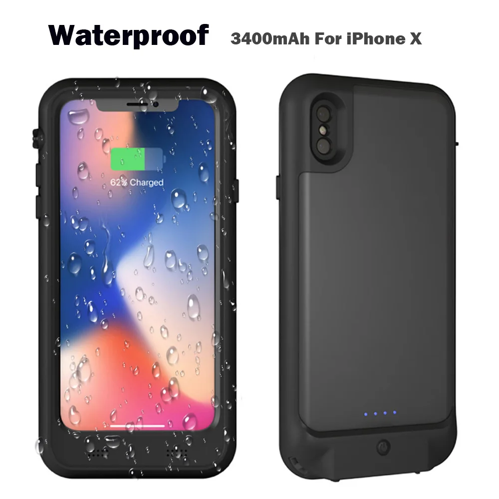 Newest Full 3400mAh Waterproof Screen Protector Rechargeable Power Charger Case External Battery Charger Case for iPhone X
Newest Full 3400mAh Waterproof Screen Protector Rechargeable Power Charger Case External Battery Charger Case for iPhone X