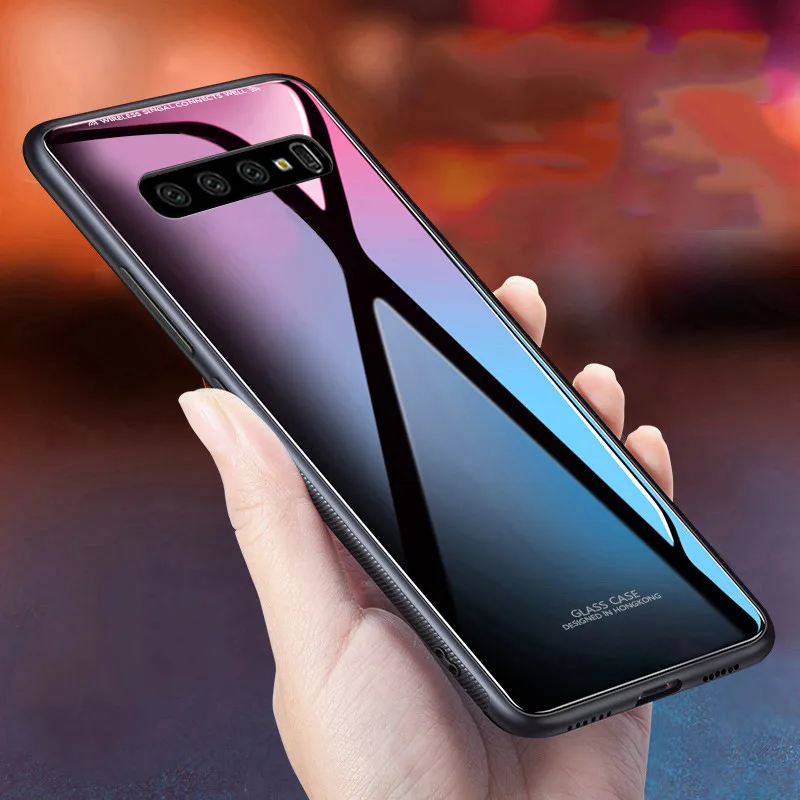 Чехол для Samsung Galaxy S10 Plus роскошный мягкий силиконовый край + жесткое закаленное