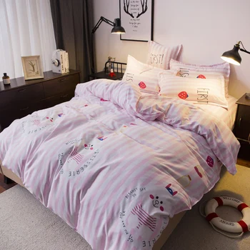 Pink and white strip children bedding set queen full strawberry rabbit print duvet cover sheet pillow case cartoon bed linen set
Pink and white strip children bedding set queen full strawberry rabbit print duvet cover sheet pillow case cartoon bed linen set