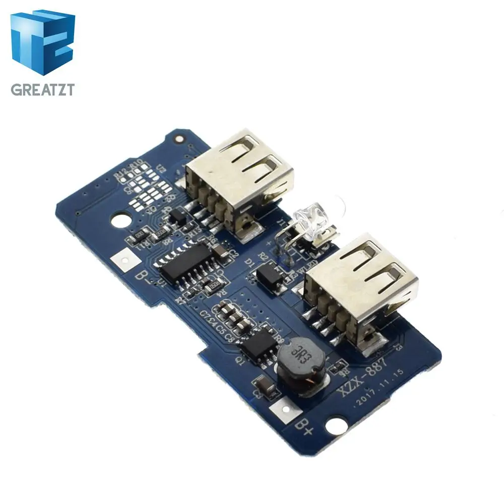 18650 Dual Micro USB 3.7V to 5V 2A Boost Mobile Power Bank DIY 18650 Lithium Battery Charger PCB Board Step Up Module With Led
18650 Dual Micro USB 3.7V to 5V 2A Boost Mobile Power Bank DIY 18650 Lithium Battery Charger PCB Board Step Up Module With Led