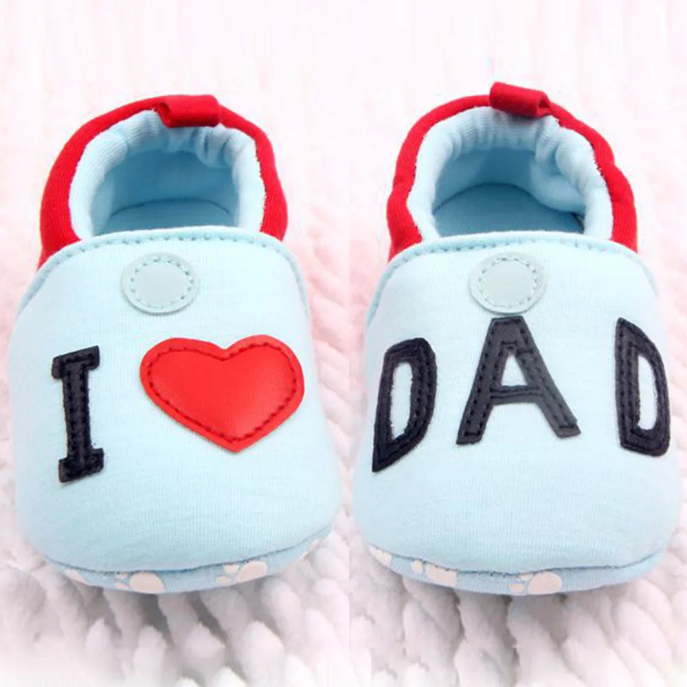 Image Hot Sales Lovely Toddler Baby Girl Boy Round Toe Flats Soft Slippers Shoes I Love MOM DAD Free   Drop shipping