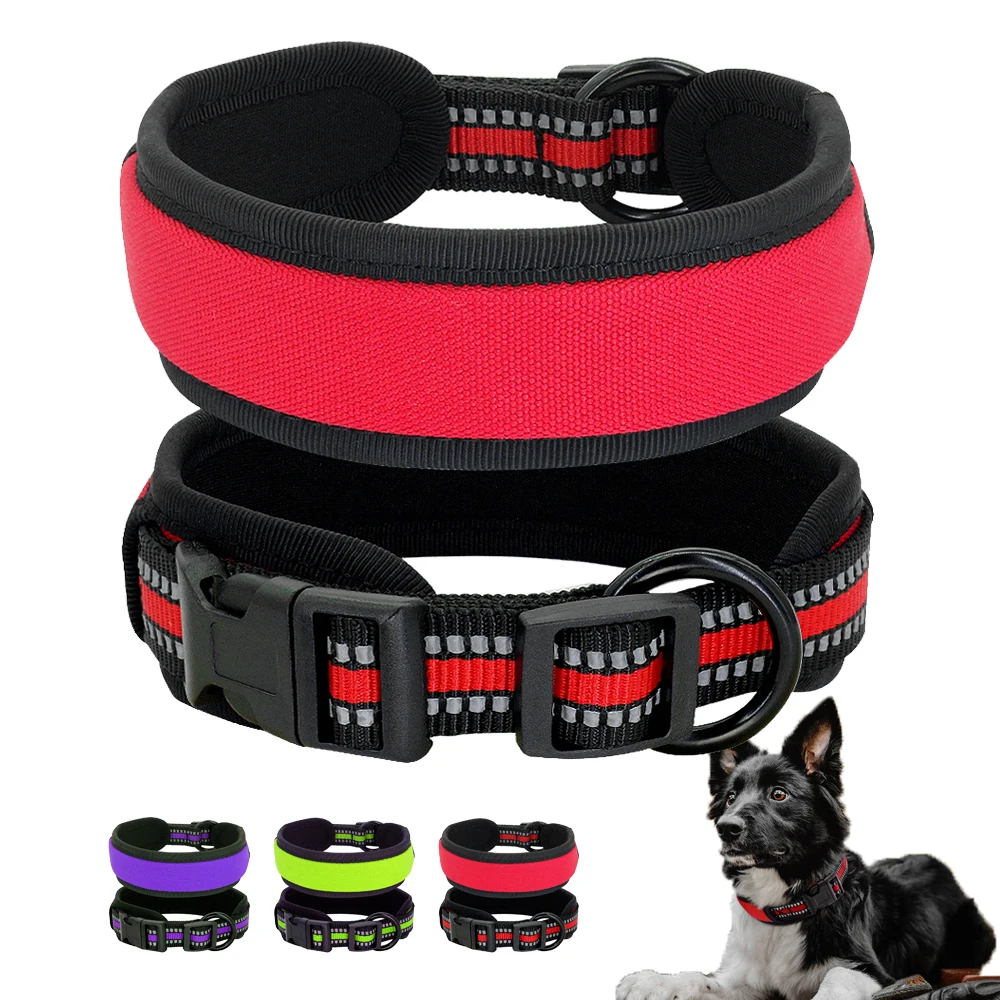 Nylon Dog Collar Reflective Soft Padded Dogs Collars Wide Pet Collar Adjustable for Pitbull Bulldog Pug Small Medium Large Dogs
Nylon Dog Collar Reflective Soft Padded Dogs Collars Wide Pet Collar Adjustable for Pitbull Bulldog Pug Small Medium Large Dogs
