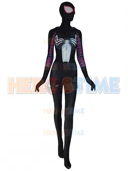 Black Gwen Stacy spiderman Costume Spandex fullbody Gwen Cosplay spiderman costume With Hat Woman/Female Superhero Costume
Black Gwen Stacy spiderman Costume Spandex fullbody Gwen Cosplay spiderman costume With Hat Woman/Female Superhero Costume