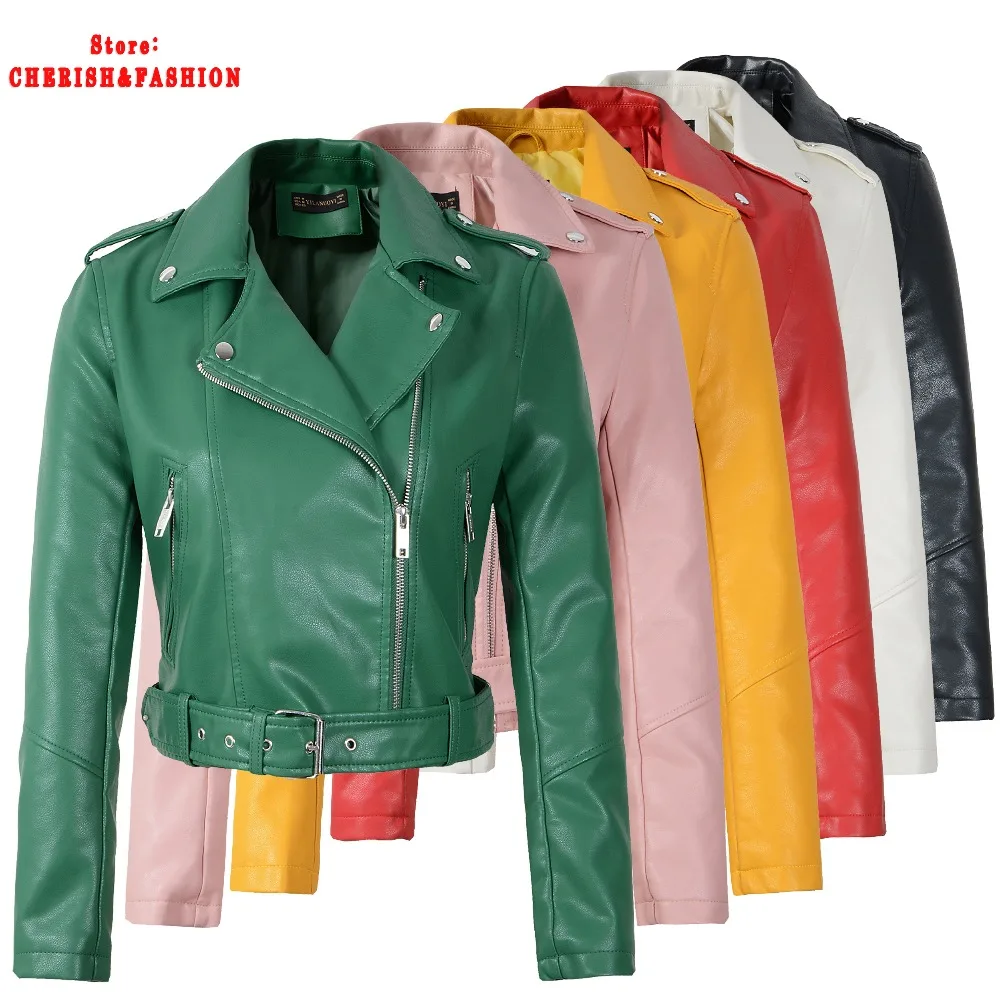 2019 New Fashion Women Spring Autumn Soft Faux Leather Jackets Lady Motorcyle Zippers Biker Green Coats Black Outerwear Hot Sale
2019 New Fashion Women Spring Autumn Soft Faux Leather Jackets Lady Motorcyle Zippers Biker Green Coats Black Outerwear Hot Sale