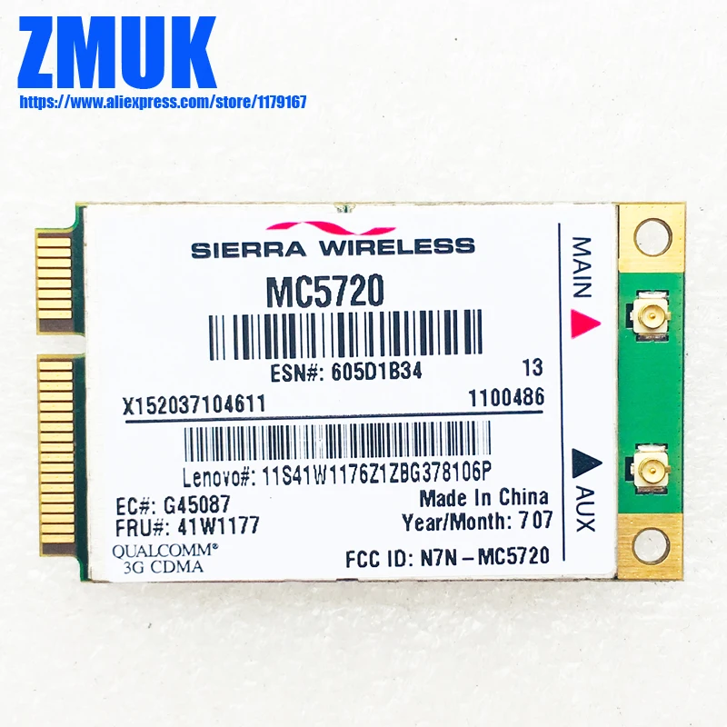 Карта MC5720 3G WWAN для Lenovo Thinkpad R60 R61 X60 X61 T60 Z61 Series,P/N 41w1177 39T5664
Карта MC5720 3G WWAN для Lenovo Thinkpad R60 R61 X60 X61 T60 Z61 Series,P/N 41w1177 39T5664