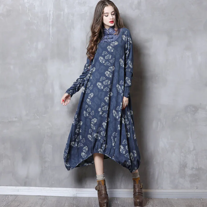 Spring Fall 2019 Womens Deisgner Mandarin Collar Long Sleeve Irregualr Loose Printed Denim Dress , Floral Pattern Jeans Dresses
Spring Fall 2019 Womens Deisgner Mandarin Collar Long Sleeve Irregualr Loose Printed Denim Dress , Floral Pattern Jeans Dresses