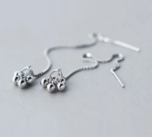 925 Solid Sterling Silver Elegant Balls Thread Line Chain Long Threader Earrings A1695
925 Solid Sterling Silver Elegant Balls Thread Line Chain Long Threader Earrings A1695