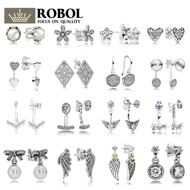 ROBOL Original 925 Sterling Silver Earringl With Crystal Luxury Earrings For Women Fairy Tale Zircon Feather Pentagram Studs
ROBOL Original 925 Sterling Silver Earringl With Crystal Luxury Earrings For Women Fairy Tale Zircon Feather Pentagram Studs