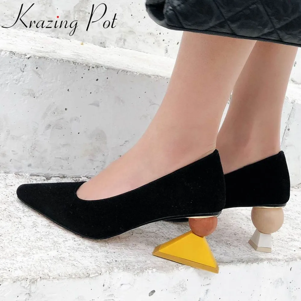 Krazing Pot art design block artistic high heels genuine leather large size pointed toe British graceful lady wedding pumps L3f1
Krazing Pot art design block artistic high heels genuine leather large size pointed toe British graceful lady wedding pumps L3f1