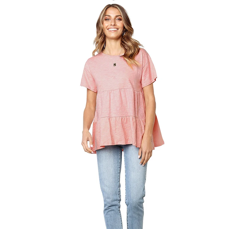 Women t-shirt Pleated loose tshirt Spandex summer 2019 camiseta mujer Solid color Oneck vogue shirt oversize New arrive fashion
Women t-shirt Pleated loose tshirt Spandex summer 2019 camiseta mujer Solid color Oneck vogue shirt oversize New arrive fashion