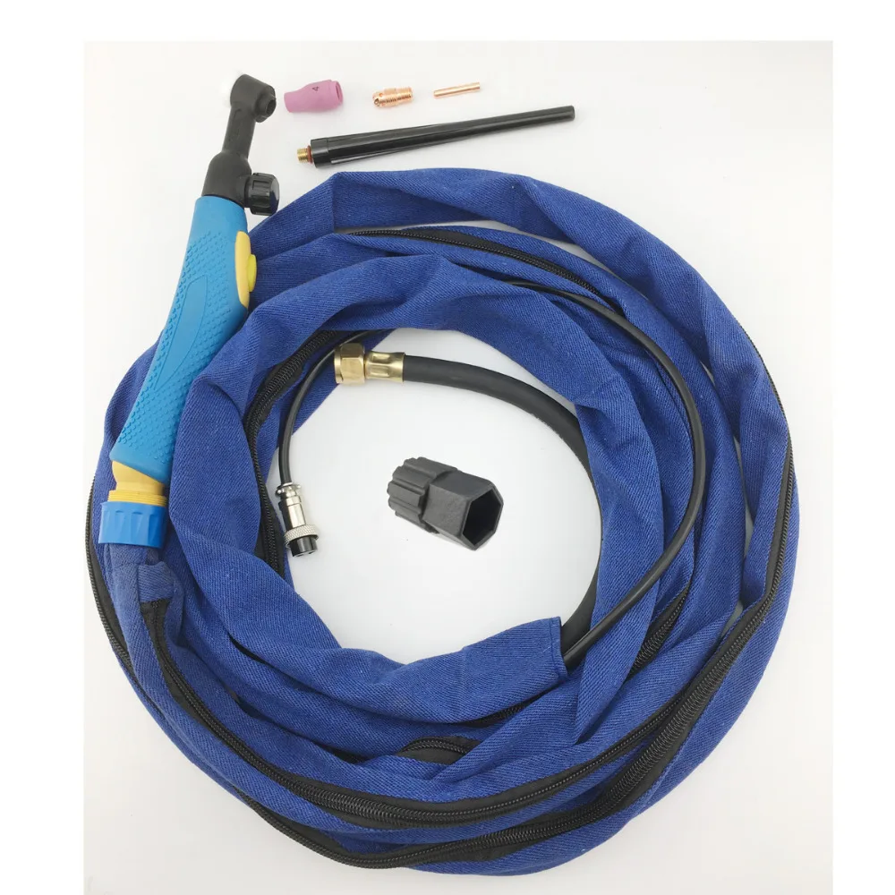 Flex&Gas Valve TIG Torch WP-9FV 125Amp 4M Welding Cable Hose Jeans Cloth Zipper Hood Cover M16*1.5-2P Female Socket
Flex&Gas Valve TIG Torch WP-9FV 125Amp 4M Welding Cable Hose Jeans Cloth Zipper Hood Cover M16*1.5-2P Female Socket