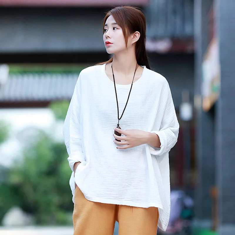Johnature 2019 Autumn New Solid Color Women T-Shirts O-Neck Long Sleeve Cotton Linen Plus Size Women Clothing Casual T-Shirts
Johnature 2019 Autumn New Solid Color Women T-Shirts O-Neck Long Sleeve Cotton Linen Plus Size Women Clothing Casual T-Shirts
