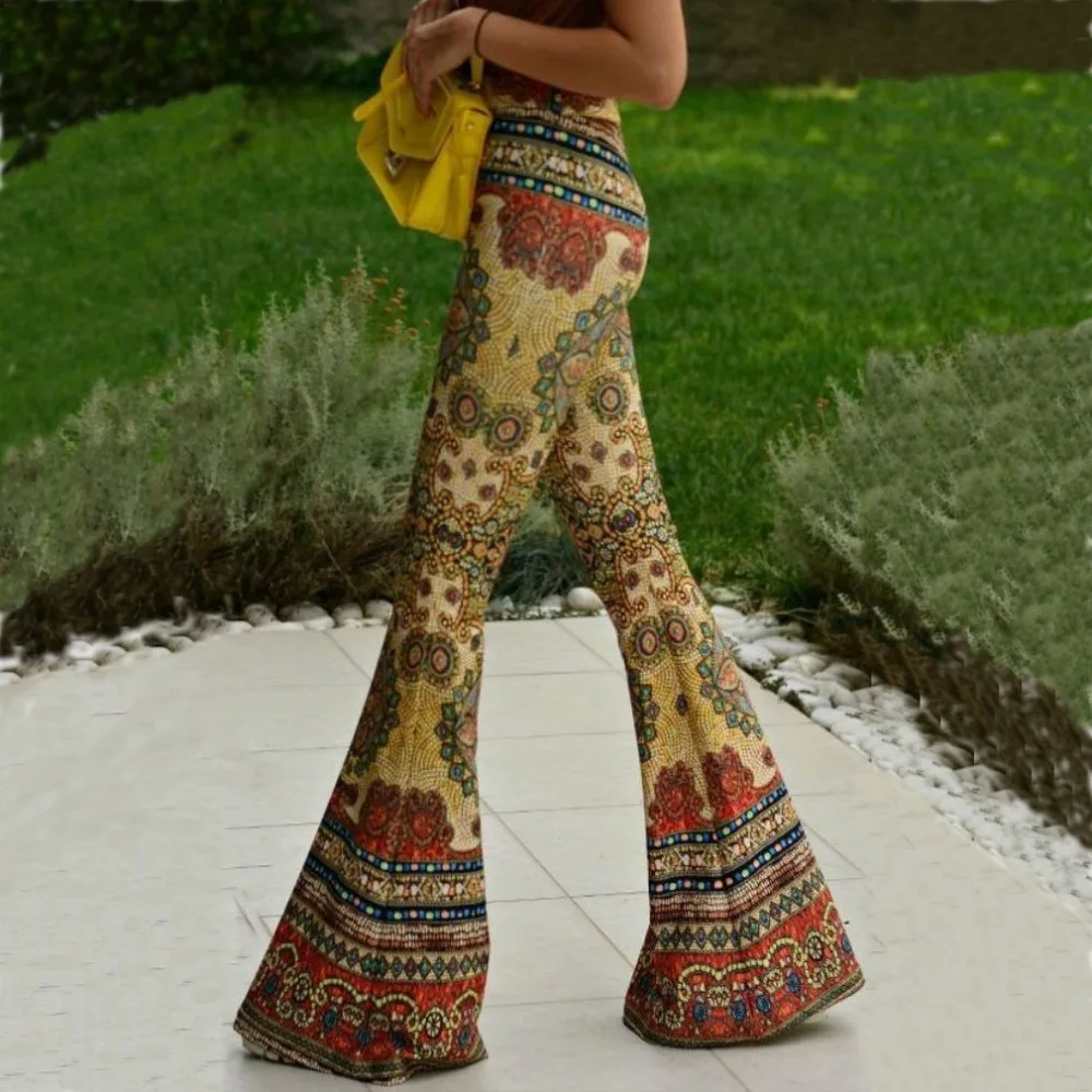 aztec bell bottom pants