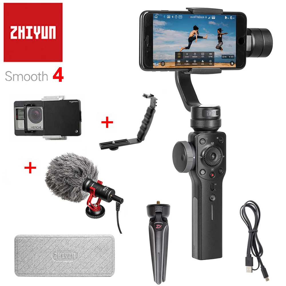 ZHIYUN Smooth 4 3-Axis Handheld Gimbal Portable Stabilizer Camera Mount for Smartphone Iphone Action Camera
ZHIYUN Smooth 4 3-Axis Handheld Gimbal Portable Stabilizer Camera Mount for Smartphone Iphone Action Camera