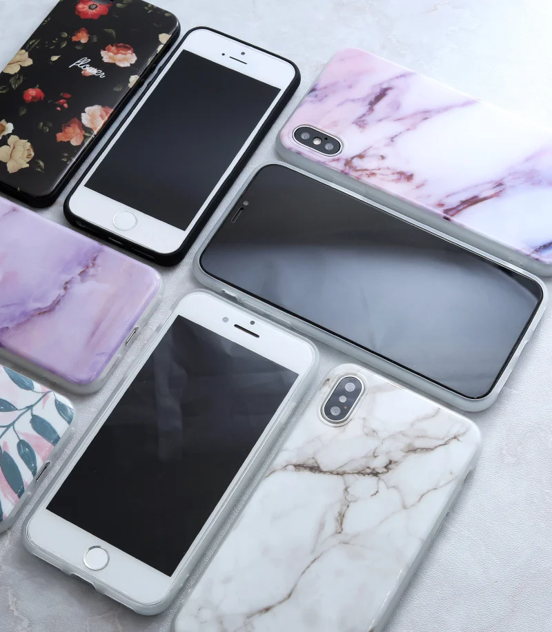 Iphone 5s 5 SE 6 6s 8 6/7/8 plus X Granite Scrub Marble Stone Painted Silicone Phone Case