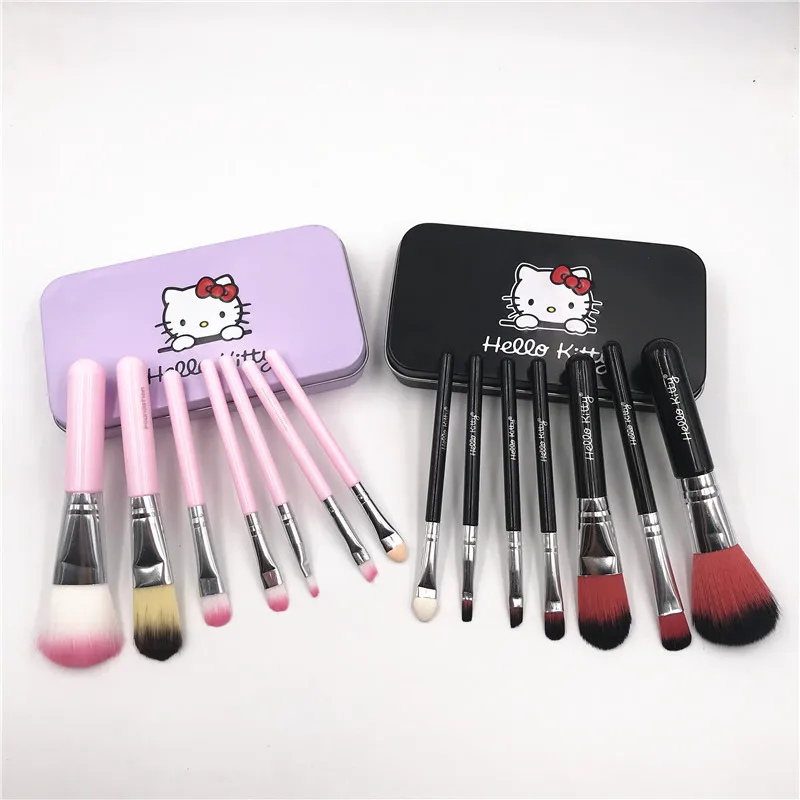 7Pcs Hello Kitty Makeup Brush Set with Iron Mini Box Make up Professional Facial Brushes Black/Pink Maquiagem Women Girls Gifts
7Pcs Hello Kitty Makeup Brush Set with Iron Mini Box Make up Professional Facial Brushes Black/Pink Maquiagem Women Girls Gifts