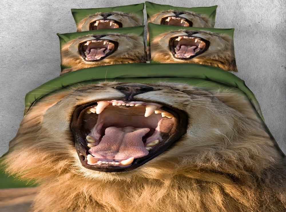 Roaring big lion 3d effect photo bed linen can be customized photo pattern
Roaring big lion 3d effect photo bed linen can be customized photo pattern