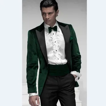 Velvet Jacket Groomsmenn Peak Black Lapel Groom Tuxedos Green Mens Suits Wedding Best Man (Jacket+Pants+Tie+Hankerchief)
Velvet Jacket Groomsmenn Peak Black Lapel Groom Tuxedos Green Mens Suits Wedding Best Man (Jacket+Pants+Tie+Hankerchief)