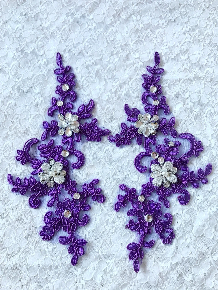 Handmade sew on crystal purple patches sequins Rhinestones lace trim applique 22*10cm for dress skirt
Handmade sew on crystal purple patches sequins Rhinestones lace trim applique 22*10cm for dress skirt