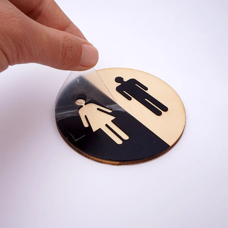 1 шт. Круглый унитаз дверной знак мужская и женская деревянная ванная комната