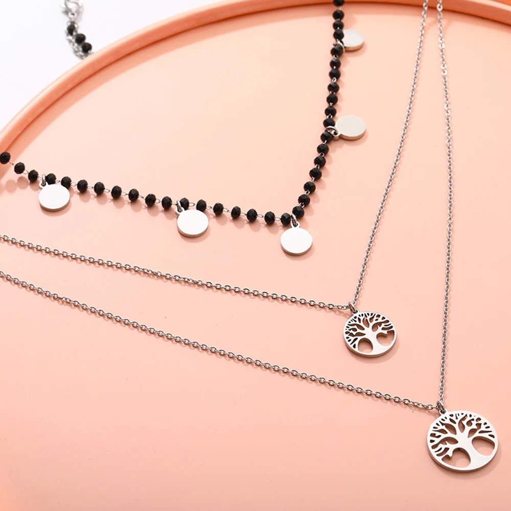 Women Multilayer Tree Of Life Necklace Black Crystal Chains Choker Necklace Stainless Steel Bijoux Collier Jewelry 2019 Trendy
Women Multilayer Tree Of Life Necklace Black Crystal Chains Choker Necklace Stainless Steel Bijoux Collier Jewelry 2019 Trendy