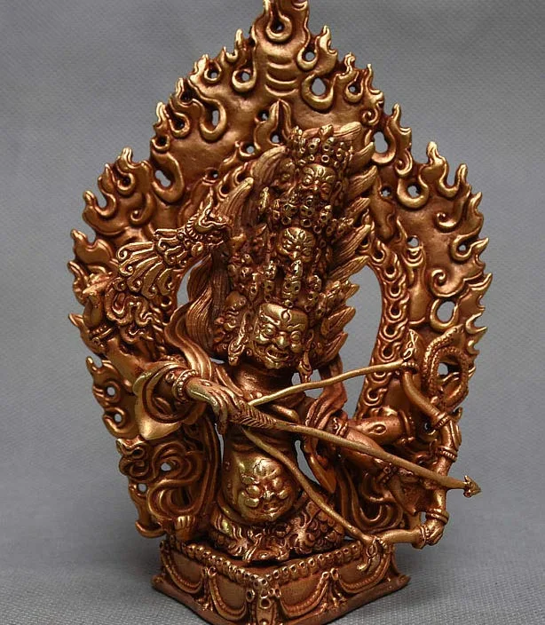 Tibet Bronze Gilt Gold Toxophily King Protection Deity Luo Rahula Buddha Statue
Tibet Bronze Gilt Gold Toxophily King Protection Deity Luo Rahula Buddha Statue