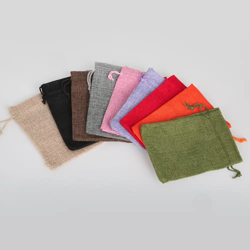 cotton linen gift bags 10x14cm jewelry packaging drawstring