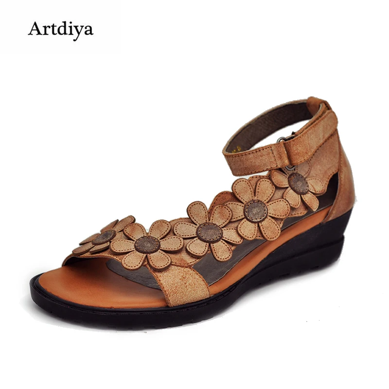 Artdiya 2019 genuine leather women sandals vintage handmade women's shoes flower open toe comfortable wedges sandals 3228-8
Artdiya 2019 genuine leather women sandals vintage handmade women's shoes flower open toe comfortable wedges sandals 3228-8