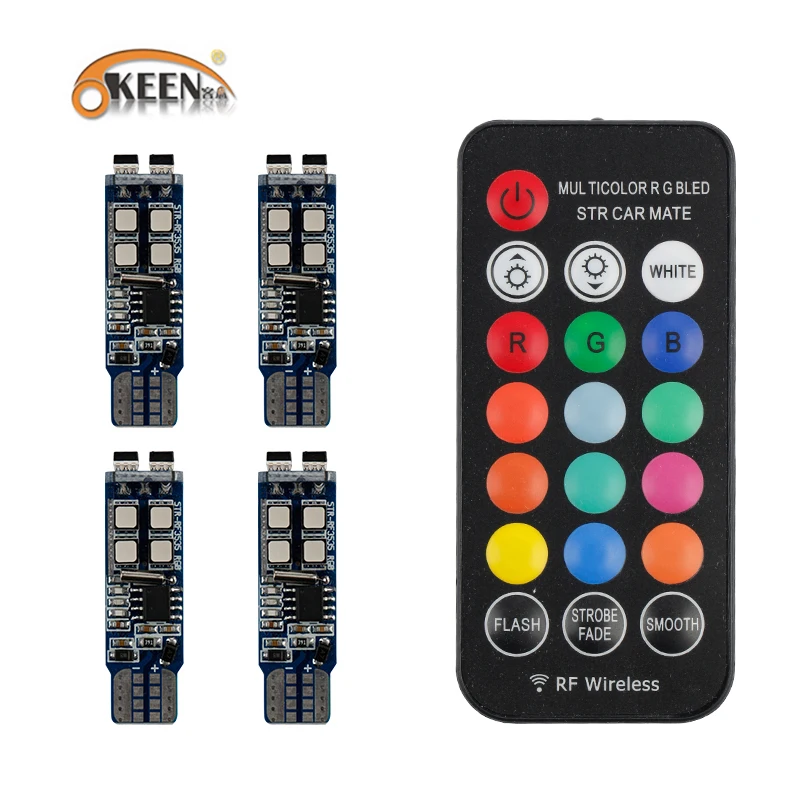 Светодиодные лампы OKEEN RGB T10 W5W 10SMD 5050LED с радиочастотным управлением, источник освещения салона автомобиля, Светодиодные Автомобильные габаритные огни, поворотный индикатор, 12 В
Светодиодные лампы OKEEN RGB T10 W5W 10SMD 5050LED с радиочастотным управлением, источник освещения салона автомобиля, Светодиодные Автомобильные габаритные огни, поворотный индикатор, 12 В