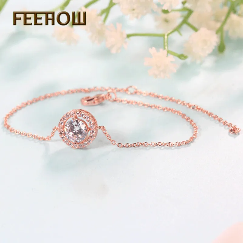 FEEHOW New Fashion Round Zirconia Crystal Micro-inlay Chain Bracelets For Elegant Women Wedding Party Accessories FBL018
FEEHOW New Fashion Round Zirconia Crystal Micro-inlay Chain Bracelets For Elegant Women Wedding Party Accessories FBL018