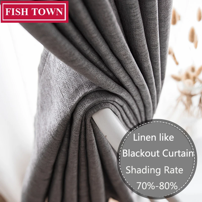 FISH TOWN 70%-80% Shading Custom Made Insulating Modern Style A Little Shine Solid Color Blackout Curtain For Living Room Window 
FISH TOWN 70%-80% Shading Custom Made Insulating Modern Style A Little Shine Solid Color Blackout Curtain For Living Room Window