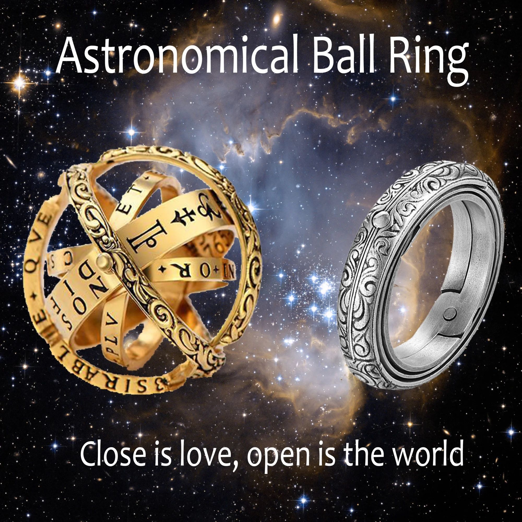 Astronomical Sphere Ball Ring Cosmic Finger Ring Couple Lover Jewelry Gifts love Astronomical Sphere Ball Ring Cosmic Finger Ring Couple Lover Jewelry Gifts love