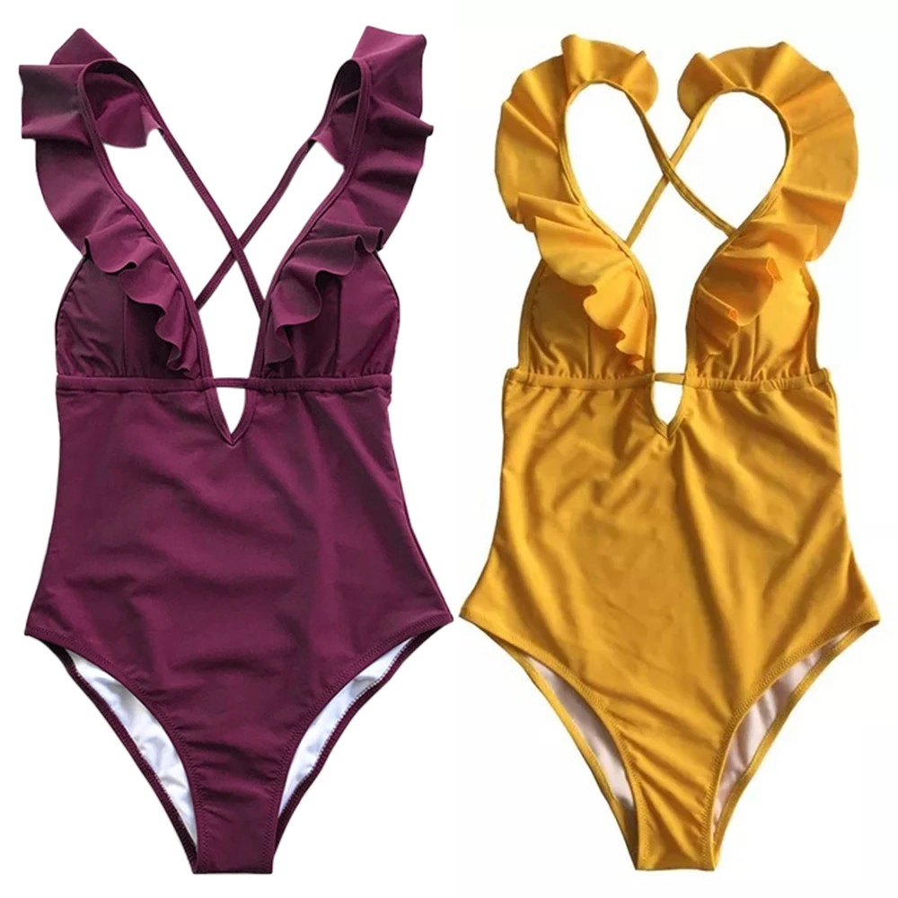 2019 New Summer One-piece Swimsuit Women Ruffle V-neck Beach Bathing Suit Swimwear
2019 New Summer One-piece Swimsuit Women Ruffle V-neck Beach Bathing Suit Swimwear